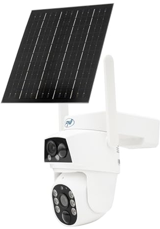 PNI Caméra de vidéosurveillance IP794 avec Wi-FI, PTZ, Objectif Double 2 Mpx + 2 MP, Panneau Solaire de 5,5 W, Batterie de Bloc de 8 000 mAh