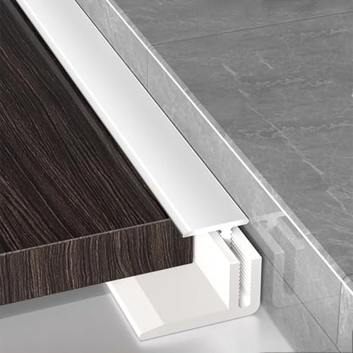 threshold strips for doorways， T Shaped Bathroom Waterproof Flat Cinch Seam Cover, Laminate to Vinyl Wood Flooring Gaps Decor Trims x3(Silver,1.3m(51in) x2)