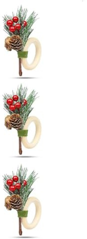 Vocdikficy 6 Pezzi Anelli per Tovaglioli Natalizi In Legno Fatti A Mano Porta Tovaglioli A Forma di Bacche di Agrifoglio per Matrimoni, Banchetti, Compleanni, Ringraziamento