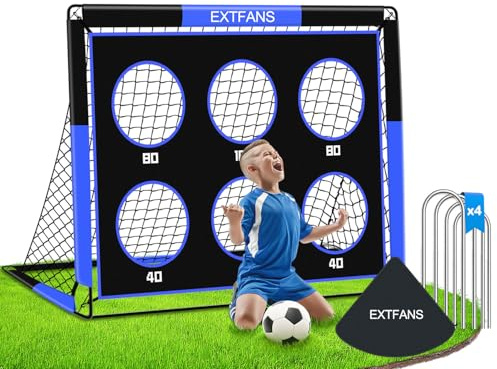 Porta da calcio 2 in 1 con parete con bersagli: porte da calcio pop-up per giardino, bambini e spazi aperti - Porta singola pieghevole con 6 bersagli, borsa per il trasporto per parco, spiaggia