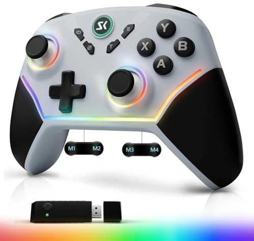Wireless PC Controller with Hall Effect Joysticks & Triggers, 1000Hz Polling Rate, Trigger Locks, Bluetooth Pro Gaming Controller for PC/Steam/Luna/Tesla - 4 Macros and Turbo, Dynamic RGB, Silver