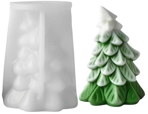 Silikonformen Gießformen Weihnachten, 3D Weihnachtsbaum Silikonform Kerzen Silikonform Tannenbaum Kerzenform zum Gießen Gießformen Silikon Weihnachtsbaum Kerzengießform für Weihnachtsdeko (B)