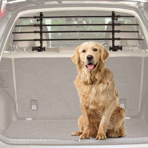 JOYTUTUS Adjustable Dog Car Barrier for SUVs,Vehicles, Trucks, Upgraded Universal-Fit Pet Divider Gate Carbon Steel Dog Barrier for Cargo Area 32 to 57 Width
