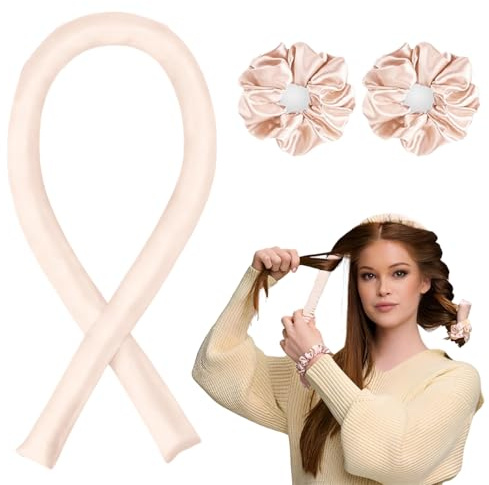 LYITZW 3 PCS Rizador sin Calor, Ondas sin Calor, Suave Set de Rulos de Tela con Almohadilla, Peinado Natural sin Dañar el Cabello, para Estilo Diario y Citas, DIY en Casa para Mujeres, Rosa