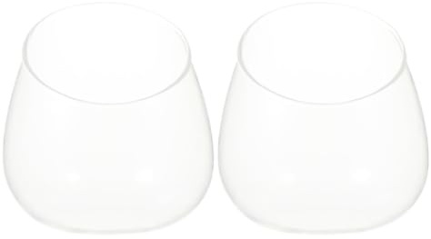 LIFKICH 2pcs Succulent Plant Pot Terrarium Glass Display Vases with Slant Cut Bubble Bowl Design Elegant Contemporary Style Removable Candlestick for Hallway Bathroom Decoration