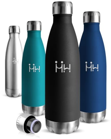 Motswedi Borraccia 750 ml, 18/8 Acciaio Inox, Borraccia Termica, Riutilizzabile, Borracce Termiche, a Prova di Perdita, Bottiglia acqua per Sport, Yoga, Palestra, Ufficio - Nero lucido