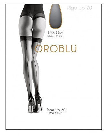 Oroblu halterlose Strümpfe Riga Up 20 (L, Schwarz)