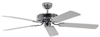 Ventilateur de plafond Potkuri de Pepeo sans éclairage, en acier, pâles réversibles blanc / osier, 132 cm