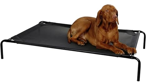 Kerbl Pet Hundeliege Vacation | Schwarz, 130 × 80 × 20 cm, erhöhtes Hundebett aus Metall und Polyester, wetterbeständig, reiß- und kratzfest