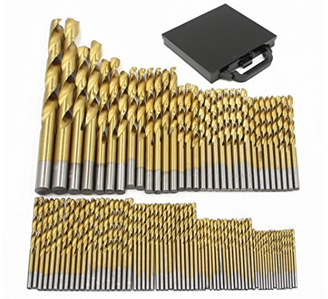 NUZAMAS Juego de 99 brocas de titanio de alta velocidad con caja de transporte, tamaños de 1,5 mm a 10 mm