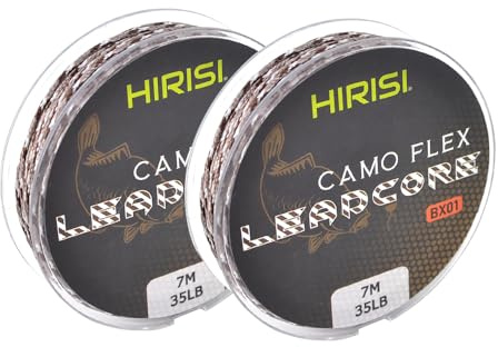35LB 7M Matériel de pêche à la Carpe Leadcore 3 Lignes de Fils tressés en Couleurs, Paquet de 2 (Camo Brown)