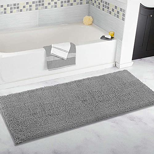 Extra großer Badteppich, lang, 60 x 160 cm, ultraweiche Chenille-Teppiche, rutschfest und wasserabsorbierend, Badewannen-Bodenmatte, Läufer für Badezimmer, Schlafzimmer, Küche