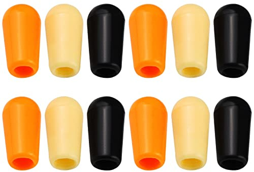 eMagTech 12x 3 Way Guitar Toggle Switch Tips Top Hat Toggle Selector Tip Plastic Pickup Selector Switch Knob Cap for Electric Guitar Parts Accessories Switch Cap 3 Colors