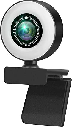 burko Webcam da 1080p con luce regolabile e microfono che riduce il rumore, webcam USB per apprendimento online, riunioni e registrazione video, adatta per Windows, iOS, Android, ecc
