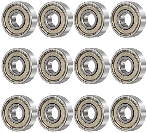 Cuscinetti a sfera, 12 pezzi, 608 ZZ, cuscinetti a sfera scanalati in miniatura, per skateboard, scooter, pattini in linea