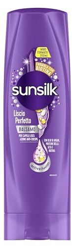 Sunsilk, Balsamo Liscio Perfetto, Balsamo per Capelli Lisci a Lungo e Setosi, Formula Active Fusion con Olio di Argan, Proteine della Seta e Biotina per Capelli Visibilmente Sani, 350 ml