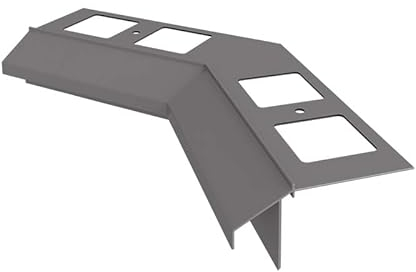 Renoplast® Esquina interior de aluminio 135° para perfil de alero K100R Gris | Acabado de terrazas y balcones | Suelos de baldosas sobre mortero adhesivo | Sistemas de drenaje de agua | Perfil angular