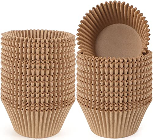 Caperci 300pcs Jumbo Muffin Cupcake Liners Natural Paper Large Baking Cups