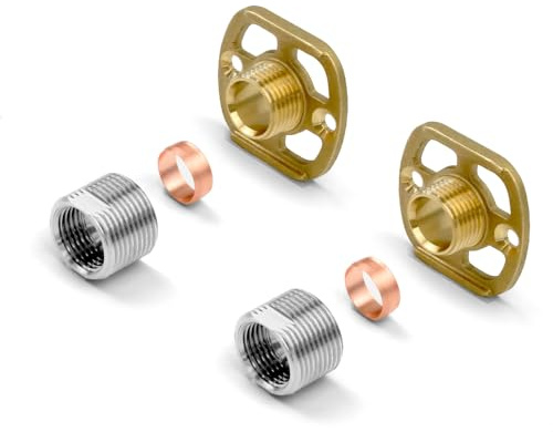 Xcel Home Chrome Shower Fixing Kit Backplates | Pair | 3/4 BSP Wall Mounted Plate for Exposed Bar Shower Valves | Stainless Steel | Easy Fit | Standard UK Plumbing