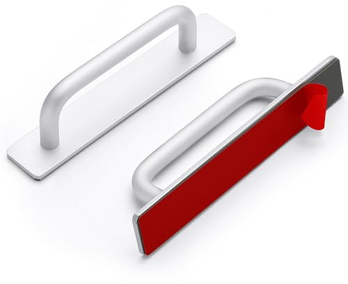 2 Pack Adhesive Handles Self Stick Instant Cabinet Handles 5.83 Stick on Cabinet Handles Drawer Push Pull Handles Helper Sliding Screen Door Handles for Sliding Closet Window Wardrobe - Silver