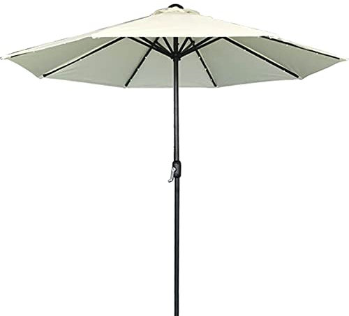 Gartenschirme 2,7 m Gartenschirm mit 24 Solar-LED-Leuchten, Sonnenschutz, Außenschirm, 8 stabile Rippen für Rasen, Terrasse, Terrasse und Balkon, Beige, 270 cm (106 Zoll)