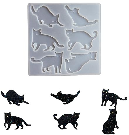 Suxgumoe Halloween Katze Silikonform, 3D Epoxidharz Casting Form Resin Mold, Silikon Tierform Gießformen Für Schmuckherstellung DIY Kerze Seife Schmuck Anhänger Handwerk