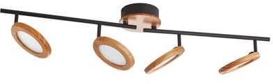 Lindby LED Deckenlampe dimmbar über Wandschalter, Deckenstrahler drehbar und schwenkbar, Deckenleuchte Holz, Deckenspot, Wohnzimmerlampe, Küchenspot