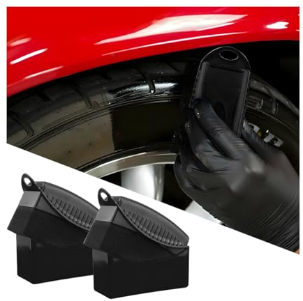 JNNJ 2 Esponjas de Cera para Ruedas de Coche con Funda, Carro Almohadilla de Limpieza NeumáTicos para NeumáTicos, Universal para Automóviles, SUV Camiones Camionetas del Neumático(Negro)