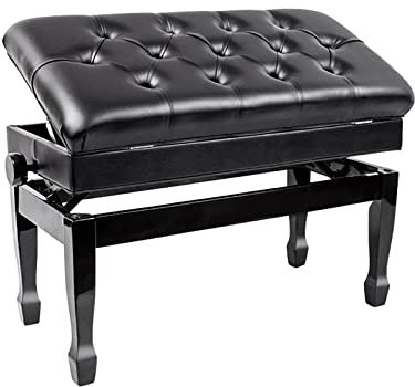 RWRAPS Klavierhocker, Deluxe-Duett-Künstler-Klavierbank, hydraulisch anhebbarer Keyboard-Hocker mit ledergepolstertem Sitz, 76 x 39 x 48–58 cm, perfekt für den privaten und professionellen Gebrauch