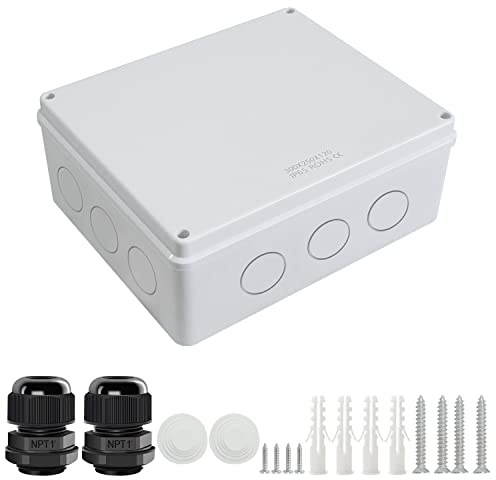 LeMotech Anschlusskasten mit reservierten Löchern ABS Kunststoff Elektrokasten IP65 wasserdichte staubdichte Projektgehäuse für Elektronik Weiß Außengröße 300x250x120mm