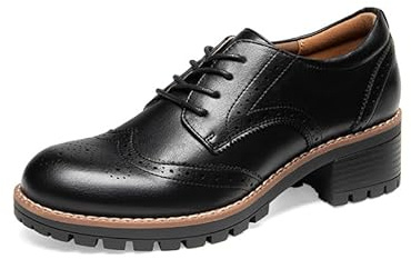 DREAM PAIRS Women's Classic Oxfords Heels T-Strap Dress Shoes,Size 6.5,Black-Pu,SDOX2403W