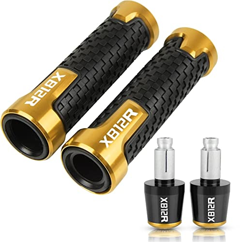 LFSKIUDS Für Buell XB12 2004-2009 XB12R XB12Scg XB12Ss Motorrad Anti-Skid Lenkerende Lenkergriffe Gummigriffenden Stecker 7/8 '' 22mm Mit A Griffzubehör (Farbe : Gold)