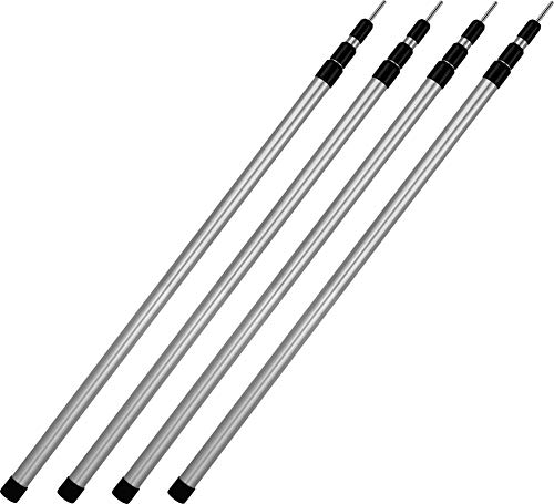 normani Aufstellstangen Set Teleskopstangen 4, 5 oder 6 Stück Zeltstange aus 6061 Aluminium - Stufenlos Höhenverstellbar Farbe 4-Stück Größe Small