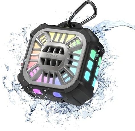 INSMY Altoparlante Bluetooth per doccia, impermeabile IP67, piccolo, multi sincronizzazione, 100 + altoparlanti, bassi potenti volumi, 24 ore di riproduzione/galleggiante/luci RGB per esterni/kayak