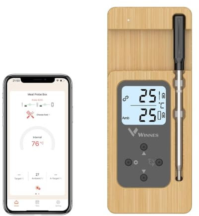 Termometro da cucina senza fili con LCD Termometro da carne Bluetooth con allarme di temperatura, termometro digitale da cucina per friggitrice, barbecue, forno e affumicatore