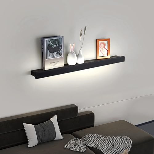 GZZBMY Wandleuchte Lange Wandbeleuchtung Innen LED Wandlampe Modern Aluminium Wandleuchter 2700K/4000K/6500K Augenschutz Acryl für Schlafzimmer Wohnzimmer Flur Treppen (Schwarze Weißes Licht,30cm)
