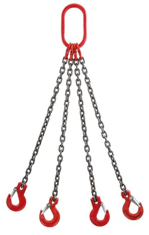 Strapazierfähige 3-Tonnen-Hebekette mit Verriegelungshaken, Stahlschlinge in Industriequalität, für Gabelstapler, Hebekran, 2 m Länge, mit 4 Haken, G80 Mn Stahlkette, maximale Tragfähigkeit