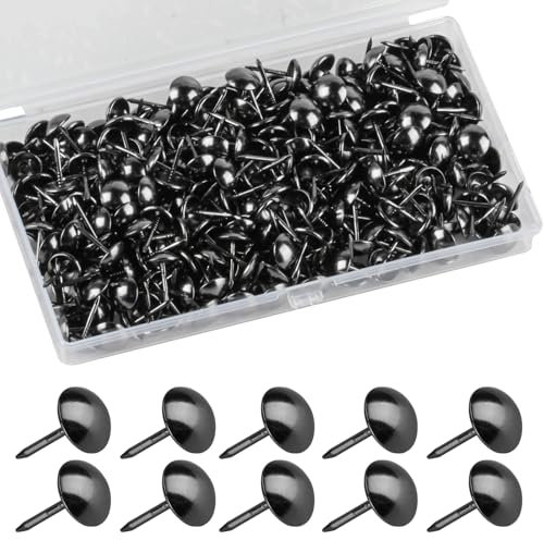 320 Pezzi Chiodini per Tappezzeria, Chiodi per Tappezzeria, Puntine per Mobili Decorativi Antichi, Perni per Pannelli a Pressione Perni per Sedie, Foto, Moquette, Disegno - 11x17 mm/Nero