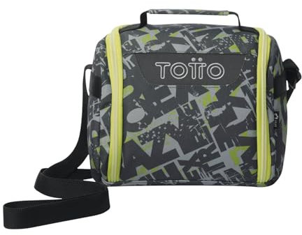 TOTTO - Bolsa Térmica Porta Alimentos 8L, Modelo Resaltador, 25 x 20 x 17 cm, Portameriendas Infantil, Apertura 180º, Asa de Mano, Correa Ajustable, Pasador para Mochila con Ruedas, Color Texgrunge