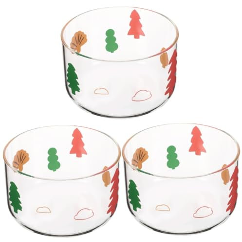 OUZVI 3pcs Retro Glass Salad Bowl Candy Bowl Bowls for Party Mixing Bowls with Lids Clear Fruit Bowl Matcha Bowl Deep Salad Bowl Pink Bowls Kawaii Bowl Large Serving Bowls Salad Spinner