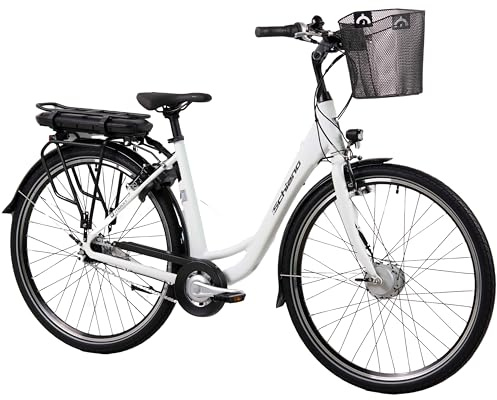 F.lli Schiano E-Moon, Bicicleta Electrica de Ciudad, 28, Batería 36V 14.5Ah Extraíble, Motor 250W 40Nm, Cambio Nexus 7V Bici Electrica Urbana, Unisex Adulto, Blanco