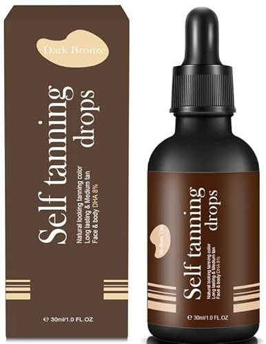 30 ml Selbstbräuner Gesicht,Dunkel Sunless Tanning Drop,Selbstbräunungs-Konzentrat,Serum für einen natürlich gebräunten Teint,Langanhaltende Bräune,Feuchtigkeitsspende,ohne Sonnenschäden (Braun)