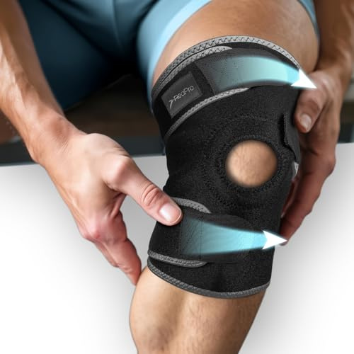 ReaPro Kniebandage verstellbar bei Meniskus Therapie, Arthrose & Patella, Knieschoner offen für Damen & Männer, Knieorthese, Stabile Kniestütze, Knee Brace Support