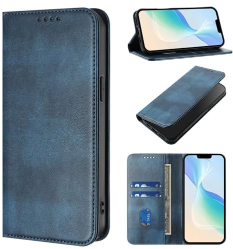 xinyunew Funda para Motorola Moto Edge 40 Neo 5G,PU Cuero Flip Carcasa Fundas Móvil de Tapa Libro con Cierre Magnético,Tarjetero y Suporte,Capa Plegable Cartera,Flip Cover Case (Azul)