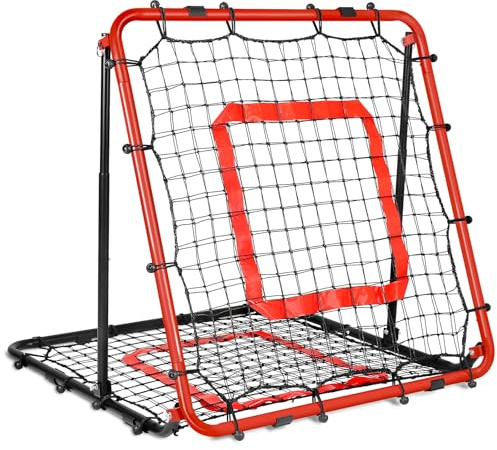 Red de Rebote Fútbol Plegable, 85 * 85cm Red de Béisbol, Malla de PE de Doble Capa, Ángulo Ajustable, Ideal para Actividades Familiares al Aire Libre y práctica de Deportes Niños Adulto