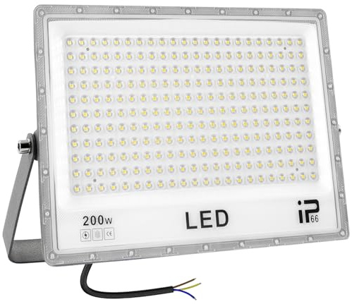 CREATESTAR LED Strahler Außen 200W, IP66 Wasserdicht Superhell Led Strahler, 20000LM Außenstrahler Led Scheiwerfer,6500K Kaltweiß Flutlicht Ledled strahler für Auffahrt,Hinterhof,Garten,Werkstatt