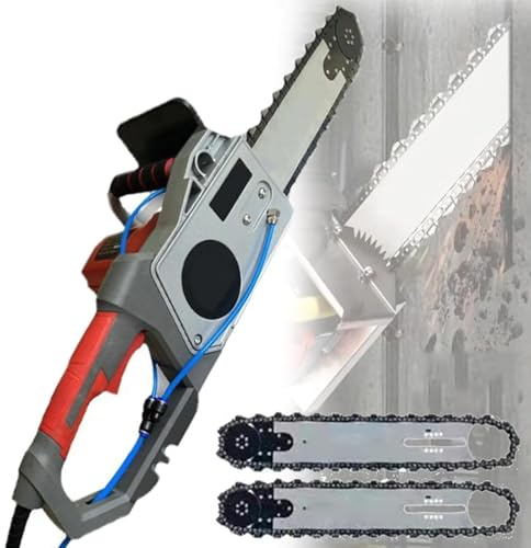 Motosega elettrica, tagliamuri a catena diamantata portatile con 2 catene/2 barre di guida e abbattimento polveri ad acqua, per granito e cemento armato,480