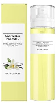 Eau de Parfum concentré longue durée Parfum Femme,Brume corporelle parfumée,Eau de toilette femme,parfum corps et cheveux, caramel et pistache, tous types de peau, 100 ml