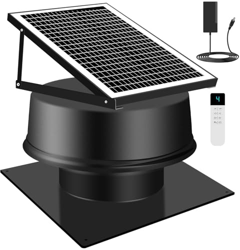 Solarbetriebener Dachventilator - 42W 59465 L/min Intelligenter Solar-Dachlüftungsventilator 1300RPM Hochgeschwindigkeits Solar Abluftventilator mit Fernbedienung für Gewächshäuser, Schuppen, Garage