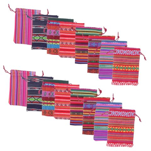 TOVINANNA 48 Piezas bolsa de golosinas de año nuevo bolsas de almacenamiento de estilo bolsas de de tela con cordón bolsa con cordón para bocadillos Bolsas presentes Paño